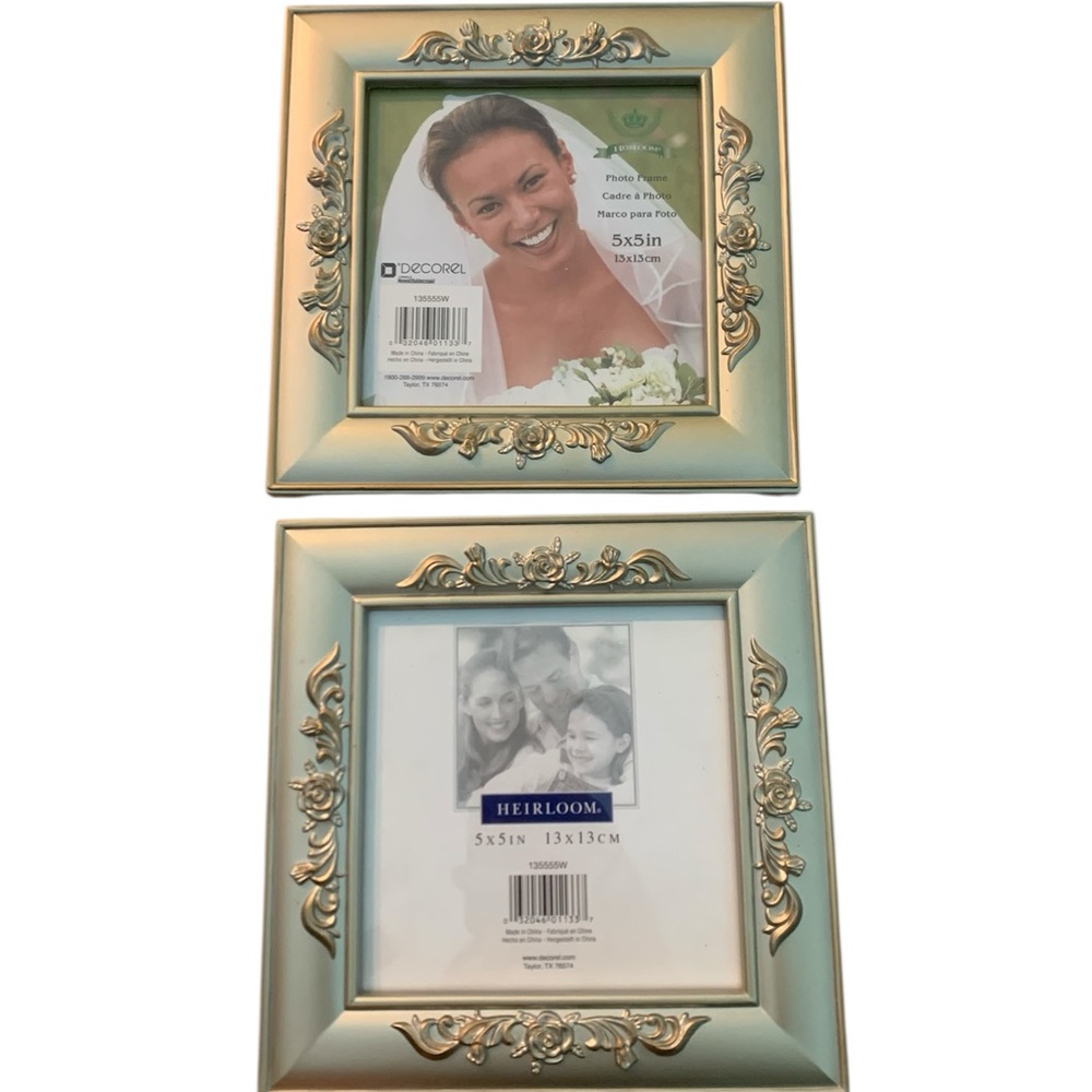 DecoEl Heirloom Elegant Silver Gold Antique matching Picture Frames Duo!
